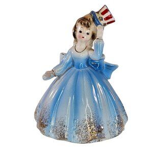 Vintage Josef Originals July 4th Liberty Bell Patriotic Belle Girl Wearing Hat